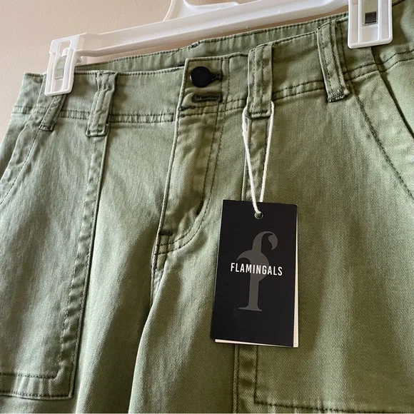 NWT Flamingals Green Wide Leg Pants Size S - Picture 2 of 5